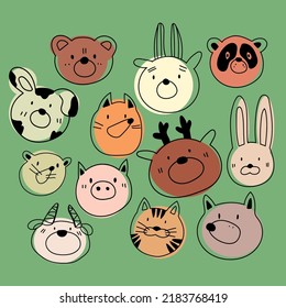 Cute animals. A set of illustrations. A collection of characters in a cute style.