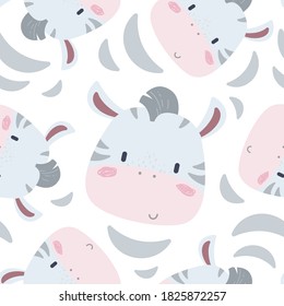 Animales bonitos. Sencillas ampollas. Ilustración vectorial con cebra. Patrón de niños sin problemas
