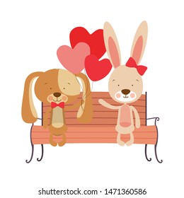 cute animals sitting in the park chair