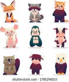 Cute Animals Standing Collection Set For Kids