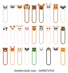 Cute Animals Sticky Notes, Memo Pads, Page Flags, Book Markers. Cartoon Sticky Note for Sloth Lovers Kids Office School Classroom Favors. Flat vector stock illustration on white background