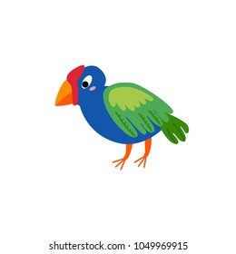 Cute animals - takahe. Illustrations for children. Baby Shower card. Cartoon character isolated on white background. Australia animal wildlife