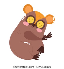 cute animals tarsius cartoon isolated icon design white background vector illustration