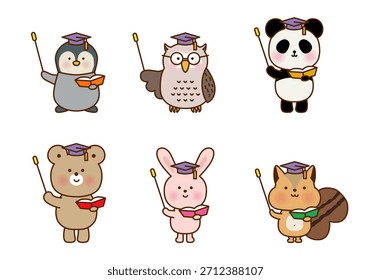 Conjunto de Vetores de Caracteres de Apresentação para Professores de Animais Bonitos
