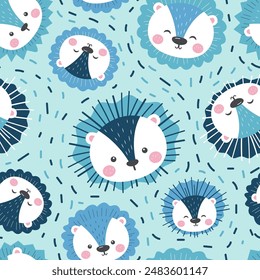 Cute animals themed seamless pattern
