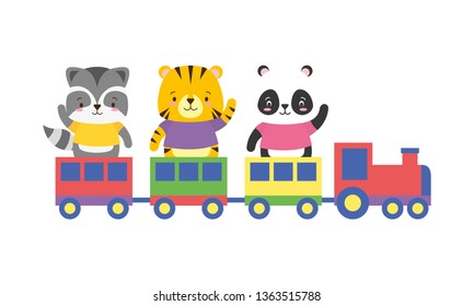 cute animals train toy