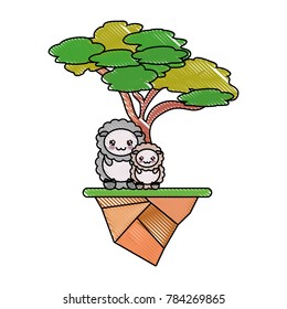 cute animals and tree
