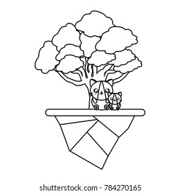 cute animals and tree