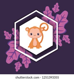 Cute animals and tropical leaves design