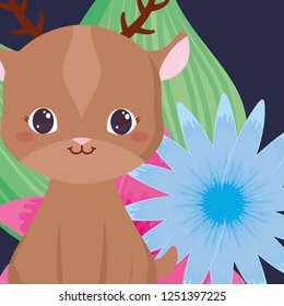Cute animals and tropical leaves design
