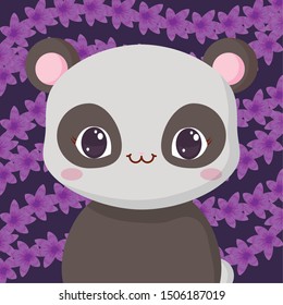 Cute animals and tropical leaves design vector illustration