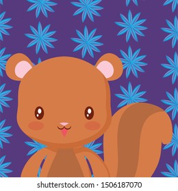 Cute animals and tropical leaves design vector illustration