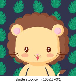 Cute animals and tropical leaves design vector illustration