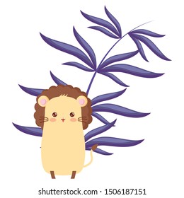 Cute animals and tropical leaves design vector illustration