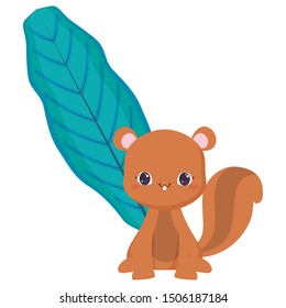 Cute animals and tropical leaves design vector illustration