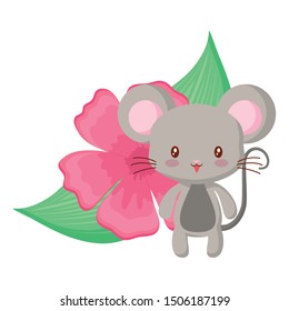 Cute animals and tropical leaves design vector illustration