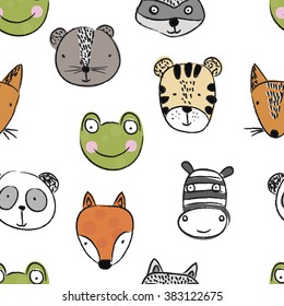 cute animals vector art background design for fabric and decor