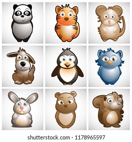 Cute Animals Vector Character Illustrations