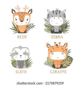 Cute animals in vector for children's cards