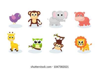 Cute Animals Vector Illustration