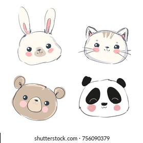 Cute Animals Vector Illustration