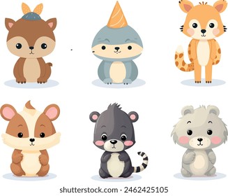 Cute Animals Vector Illustration Bundle
