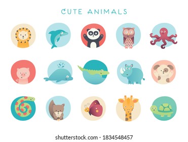 Cute Animals Vector Illustration Set