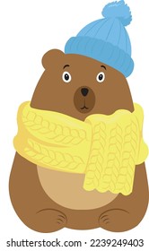 Cute animals, vector image, bear