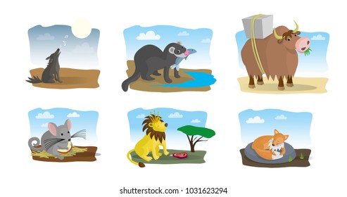 Cute animals. Vector set.