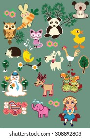 Cute  Animals Vector Set