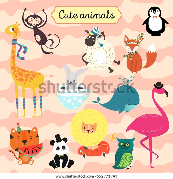 Cute animals vector\
set