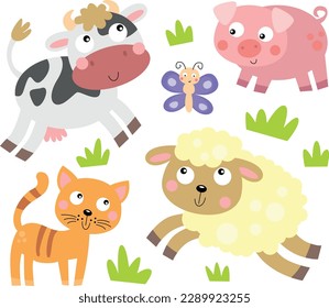 Juego de vectores de animales cortos para niños