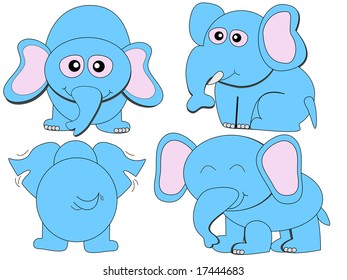 Cute animals vectors set 1- elephants