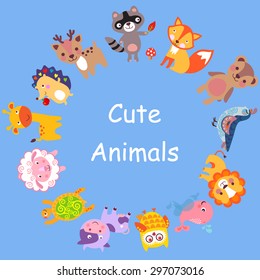 Cute animals walking around globe, Save animals emblem, animal planet, animals world.
