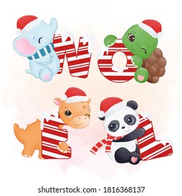 Cute animals for winter illustration