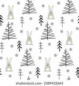 Cute animals winter pattern. Fully editable vector. Perfect for web and print use.