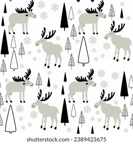 Cute animals winter pattern. Fully editable vector. Perfect for web and print use.