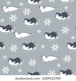 Cute animals winter pattern. Fully editable vector. Perfect for web and print use.