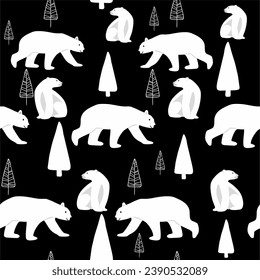 Cute animals winter pattern. Fully editable vector. Perfect for web and print use.