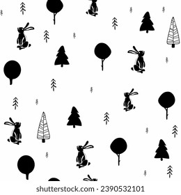 Cute animals winter pattern. Fully editable vector. Perfect for web and print use.