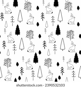 Cute animals winter pattern. Fully editable vector. Perfect for web and print use.