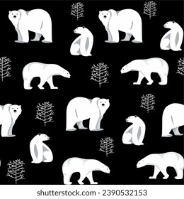 Cute animals winter pattern. Fully editable vector. Perfect for web and print use.
