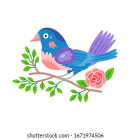 Cute animals - wood pigeon bird. Illustrations for children. Baby Shower card. Cartoon character isolated on white background. 