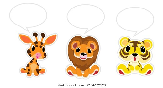 Cute animals in Zoo, Placards and banner in zoos Design for banner, layout, annual report, web, flyer, brochure, ad. Cartoon vector illustration