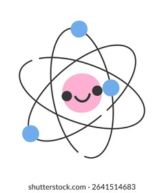 Cute animated atomic structure character