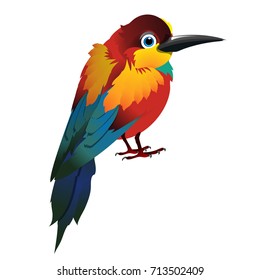 Cute Animated Bird Isolated On White: vector de stock (libre de