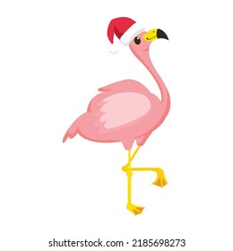 Cute animated goose in knitted winter cap. Vector cartoon close-up illustration.