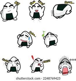 Cute Animated Onigiri Sticker Set 01