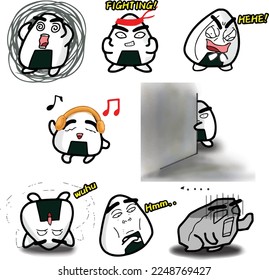 Cute Animated Onigiri Sticker Set 03