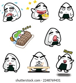 Cute Animated Onigiri Sticker Set 04